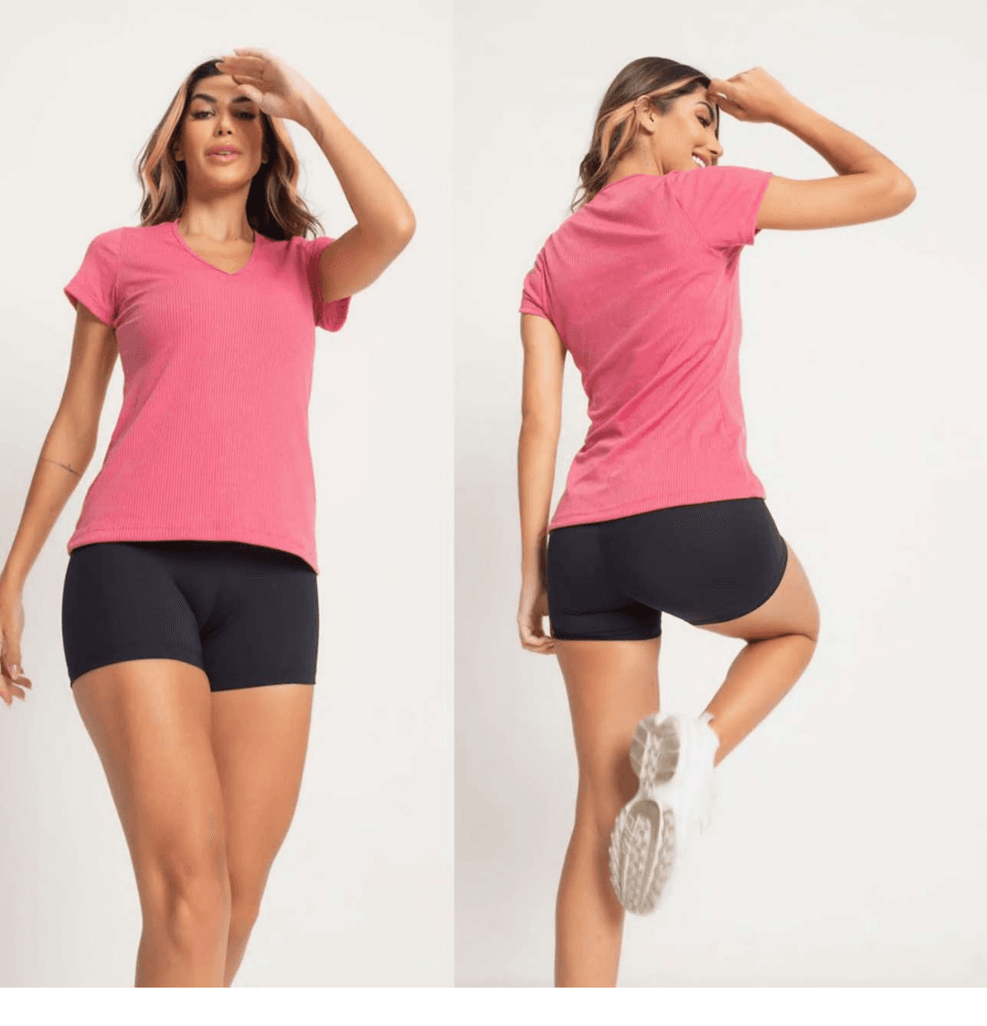 BLUSA ROSA MANGA CURTA