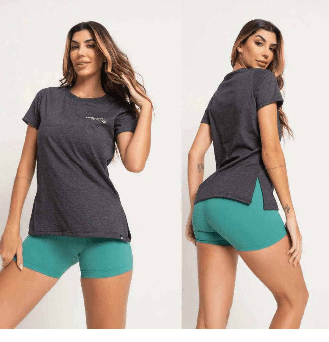 BLUSA CINZA DE MANGA