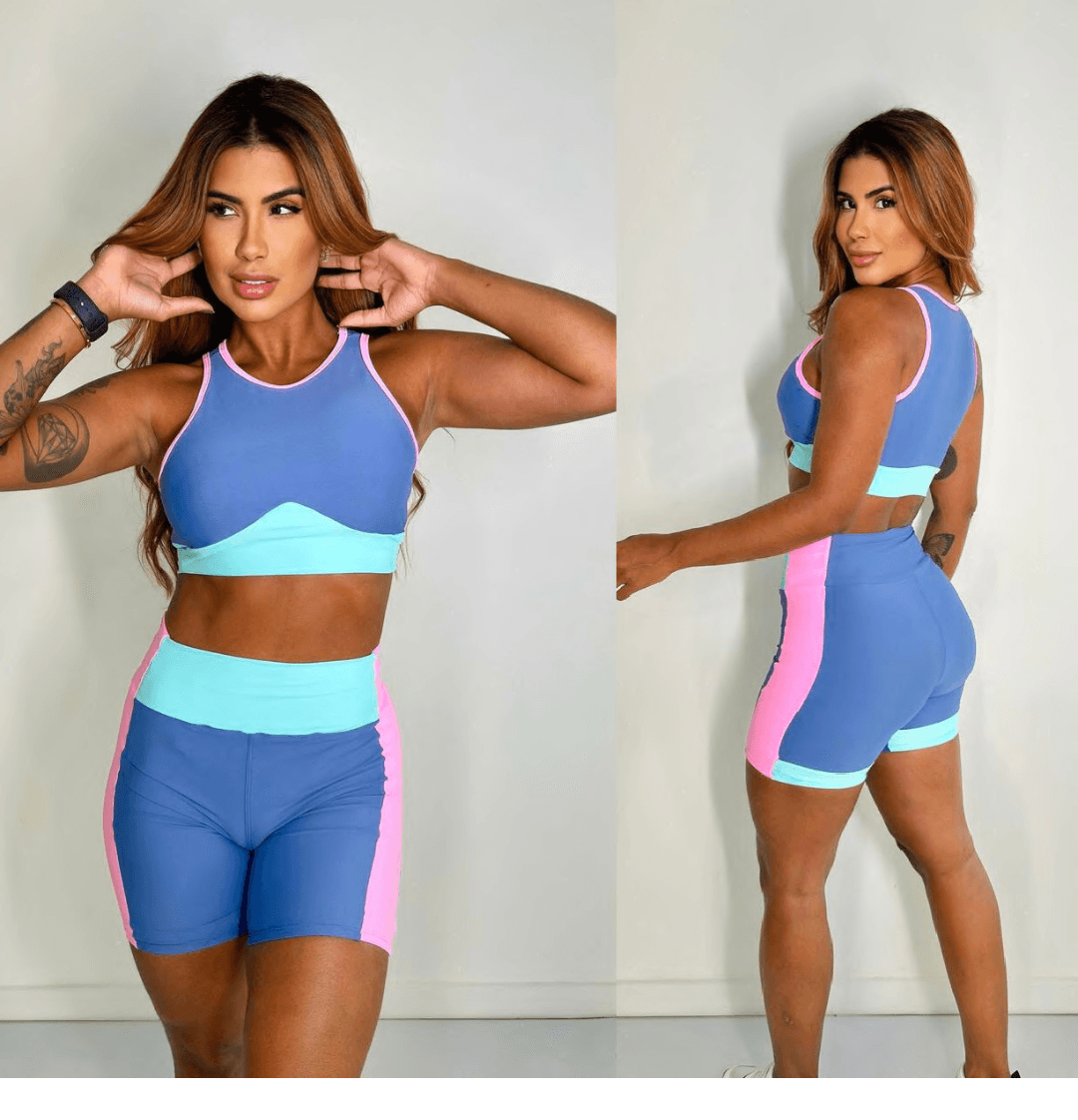CONJUNTO SHORT  CELESTE